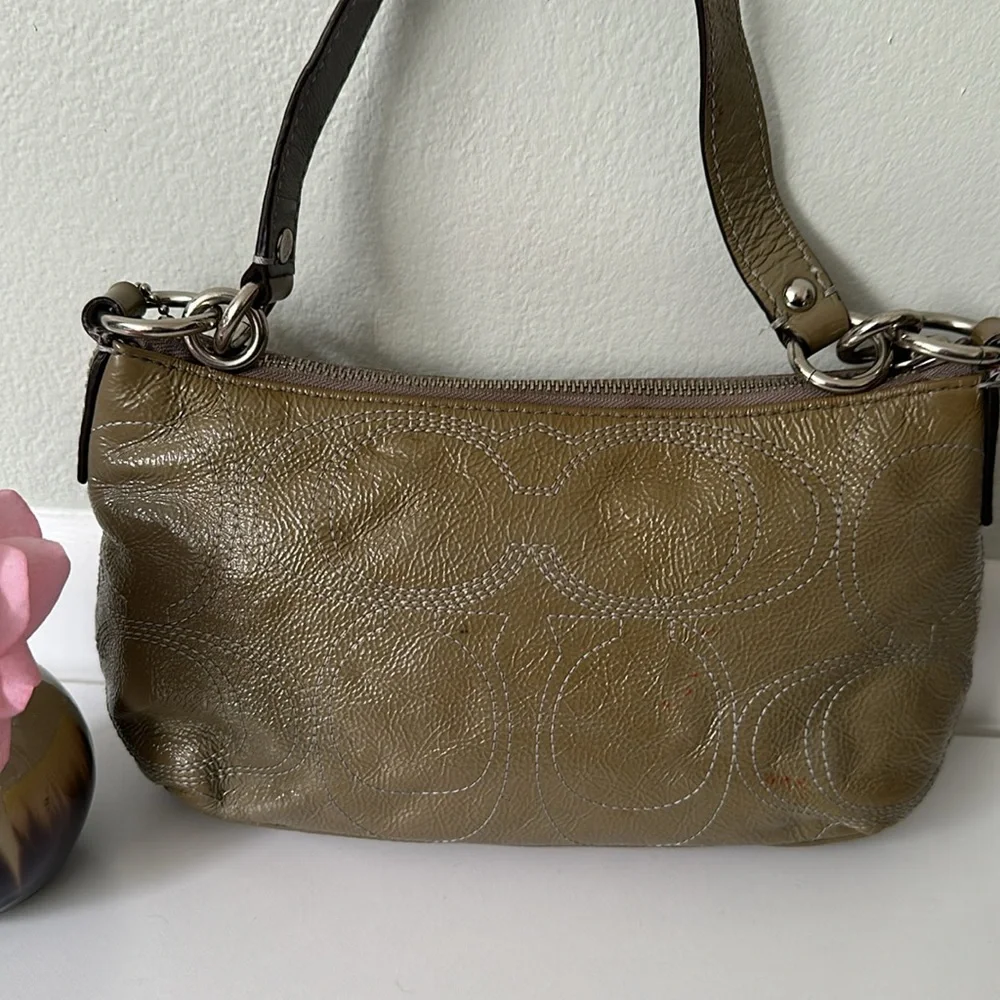 Coach Olive Green Leather Hobo Shoulder Bag